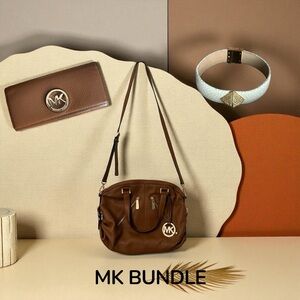 Michael Kors Caramel Leather Shoulder Bag Bundle